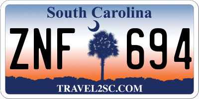 SC license plate ZNF694