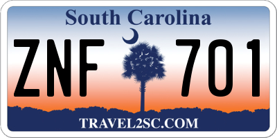 SC license plate ZNF701
