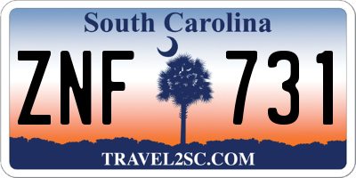 SC license plate ZNF731