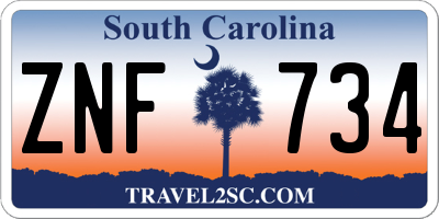 SC license plate ZNF734