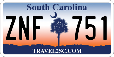 SC license plate ZNF751