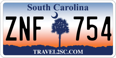 SC license plate ZNF754