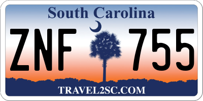 SC license plate ZNF755