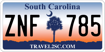 SC license plate ZNF785