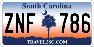 SC license plate ZNF786