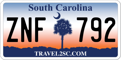 SC license plate ZNF792