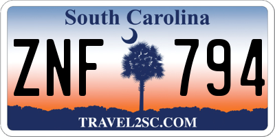 SC license plate ZNF794
