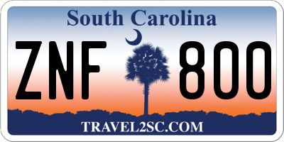 SC license plate ZNF800