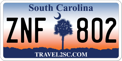 SC license plate ZNF802