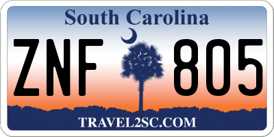 SC license plate ZNF805
