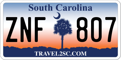 SC license plate ZNF807