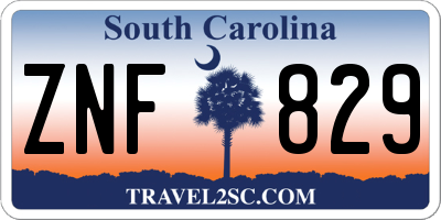 SC license plate ZNF829