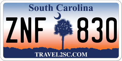 SC license plate ZNF830
