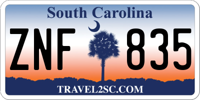 SC license plate ZNF835