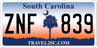 SC license plate ZNF839