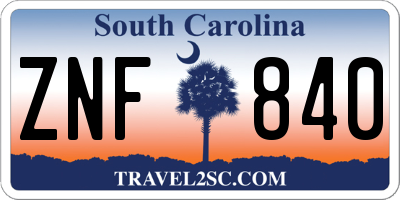 SC license plate ZNF840