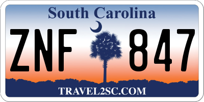 SC license plate ZNF847