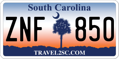 SC license plate ZNF850