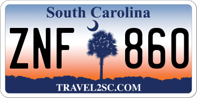 SC license plate ZNF860