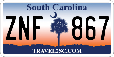 SC license plate ZNF867