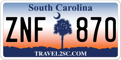 SC license plate ZNF870