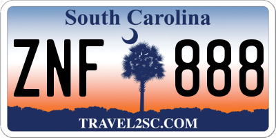 SC license plate ZNF888
