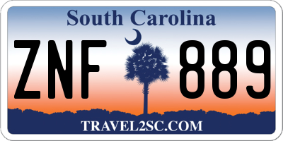 SC license plate ZNF889