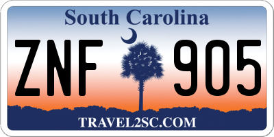 SC license plate ZNF905