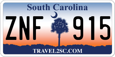 SC license plate ZNF915