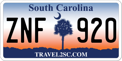 SC license plate ZNF920