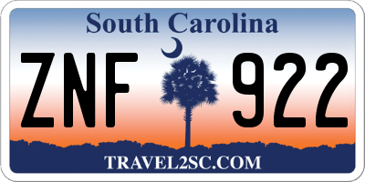 SC license plate ZNF922
