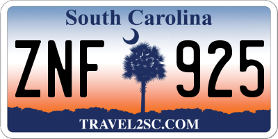 SC license plate ZNF925