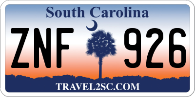 SC license plate ZNF926