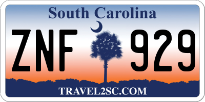 SC license plate ZNF929