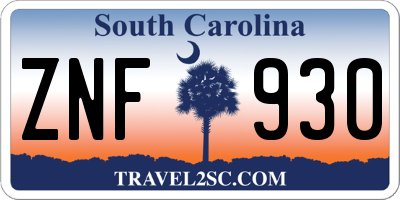 SC license plate ZNF930