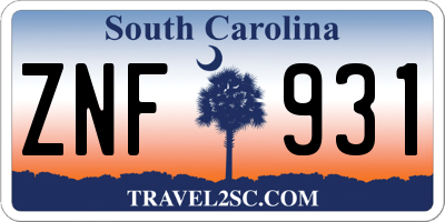 SC license plate ZNF931
