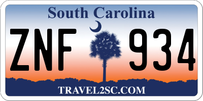 SC license plate ZNF934