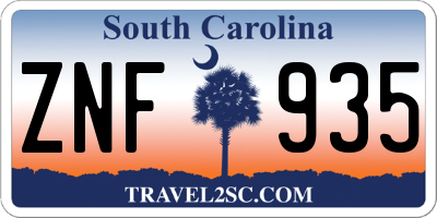 SC license plate ZNF935