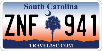 SC license plate ZNF941