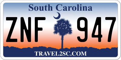 SC license plate ZNF947