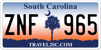 SC license plate ZNF965