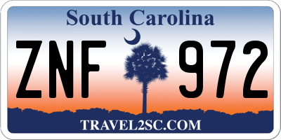 SC license plate ZNF972