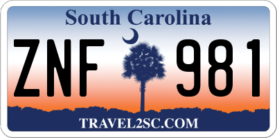 SC license plate ZNF981