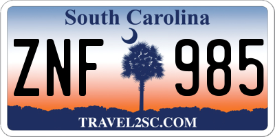 SC license plate ZNF985