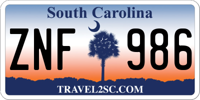 SC license plate ZNF986