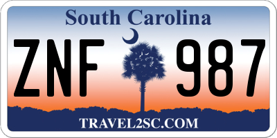 SC license plate ZNF987