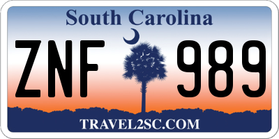 SC license plate ZNF989