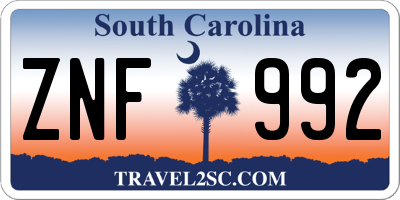 SC license plate ZNF992