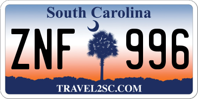 SC license plate ZNF996