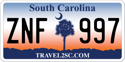 SC license plate ZNF997
